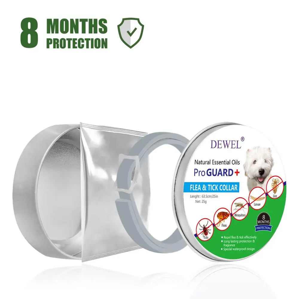 DEWEL Pet Dog Collar Cat Anti Flea Pets Accessories for Waterproof 8 Months Protection 63CM Mosquitoes | Дом и сад