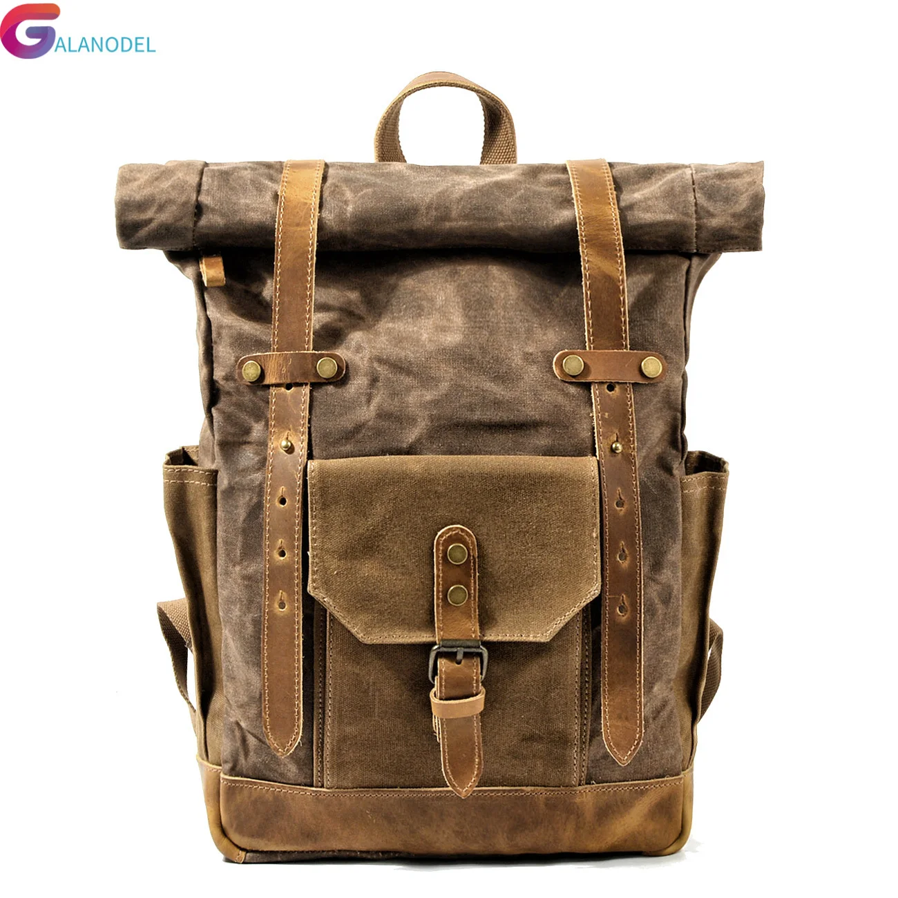 

Oil Vintage Waxed Canvas Leather Backpack Large Capacity Teenager Traveling Waterproof Daypacks 14" Laptops Rucksack