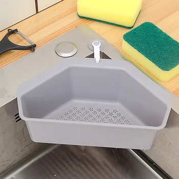 

Filter Suction Cup Hanging Strainer Storage Rack Corner Kitchen Sink Drain Basket Washing Vegetable Fruits Organizer Triangular