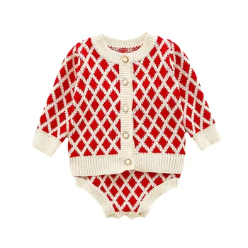 

Autumn Baby Suit Female Baby Style Plaid Knitwear Strap Romper toddler girl clothes