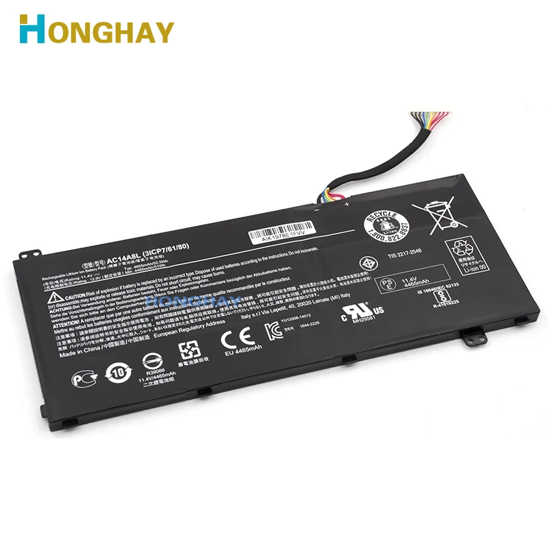 hogar Mamá veterano HONGHAY AC14A8L Laptop Battery For Acer Aspire VN7-571 VN7-571G VN7-591 VN7-591G  VN7-791G MS2391 KT.0030G.001 11.4V 4605mAh
