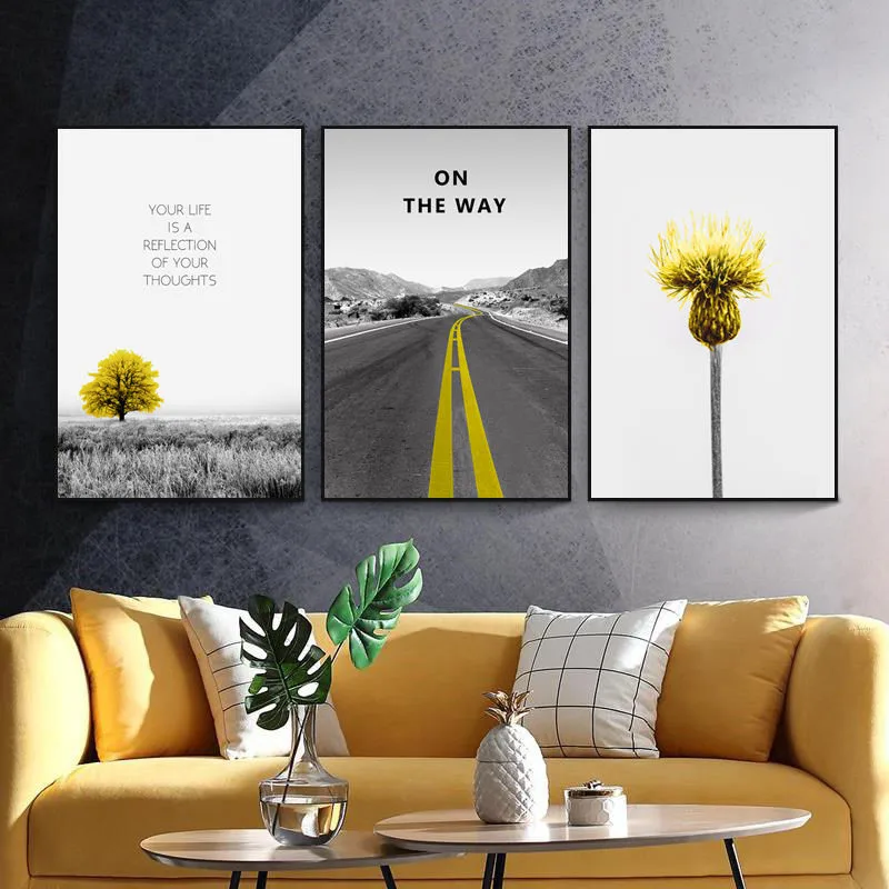 

Scenery Picture Home Decor Nordic Canvas Painting Wall Art Modern Yellow style Landscape Posters and Prints for Living Room