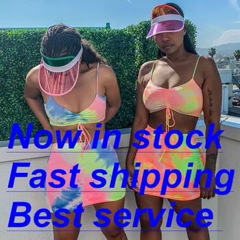 

Women's Two Piece Top Skirt Set Bodycon Strap Crop Top Mini Skirt Multicolor Party Dress Set