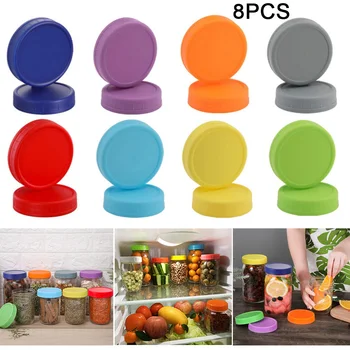 

8pcs Colored Mason Jar Lids Food-Grade Plastic Storage Caps for Canning Jars Anti-Scratch Resistant Surface JS23