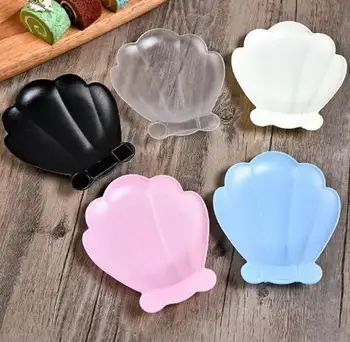 

Shell Shaped Disposable Plastic Tableware Dinnerware Wholesale Snack Fruit Dessert Dishes Cake Plate for Party
