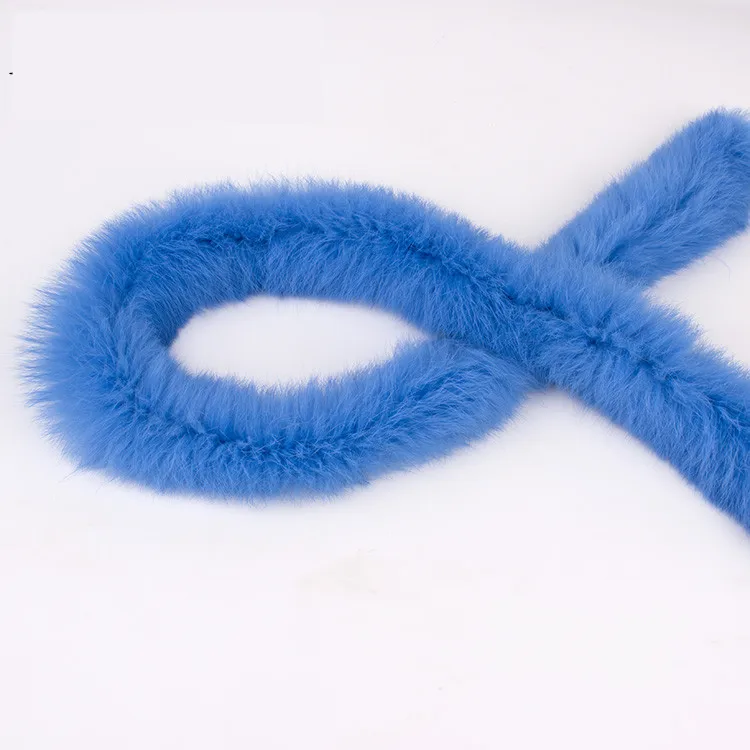 sky blue Натуральный утолщенный мех кролика отделка одежды аксессуары из натурального меха полосы для свитера пальто капюшон шляпа Diy пушистый - Цвет: sky blue