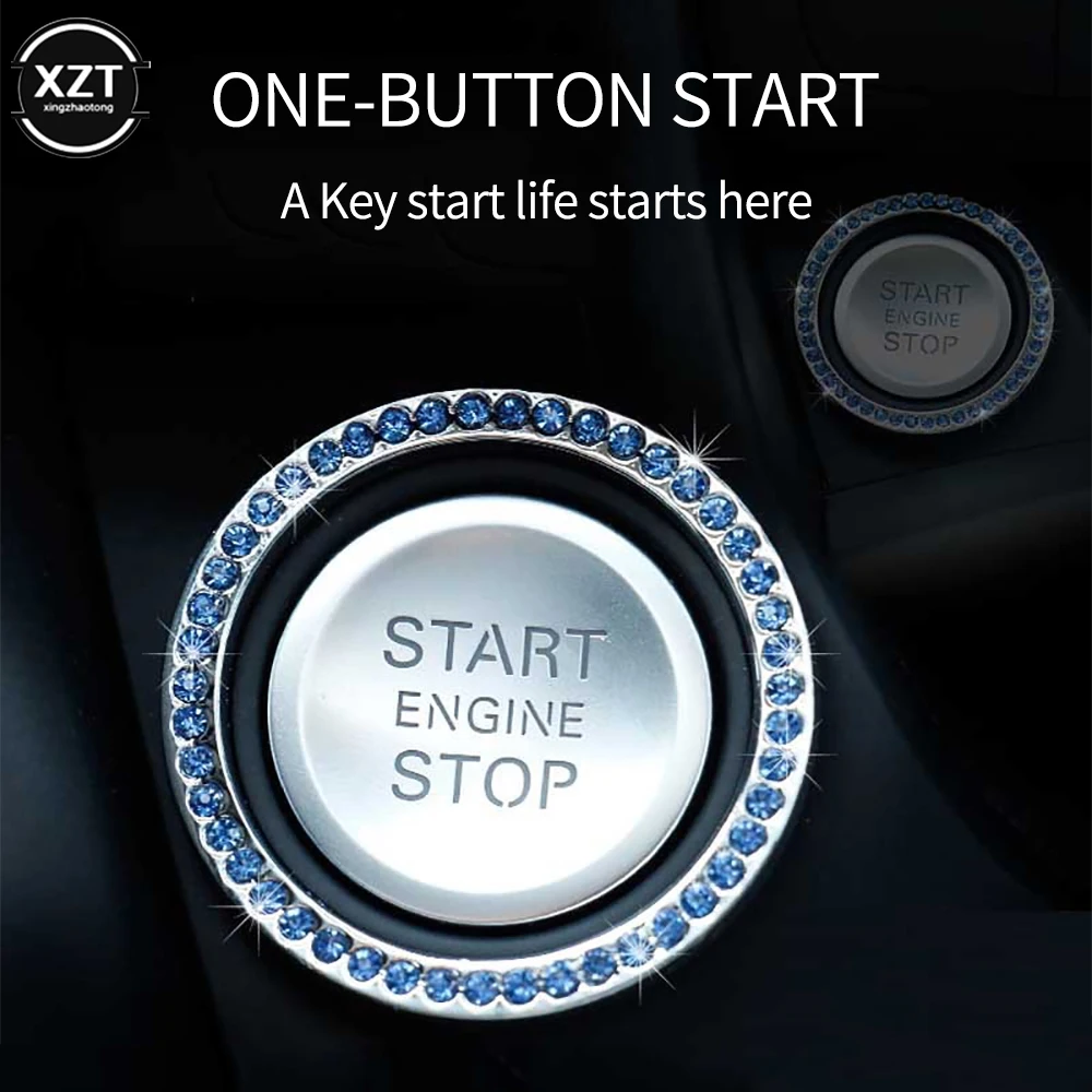 One-click Start Button Decoration Ring Hand-set Diamond Crystal Ignition Sticker Car Styling Interior Accessories | Автомобили и