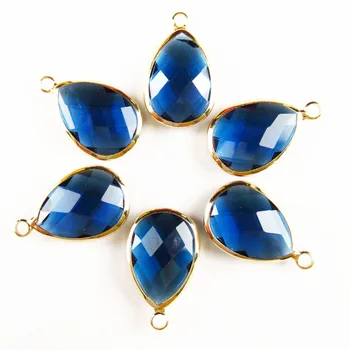

Beautiful 5Pcs Faceted Wrapped Blue Titanium Crystal Teardrop Pendant Bead 18x14x6mm 27BB