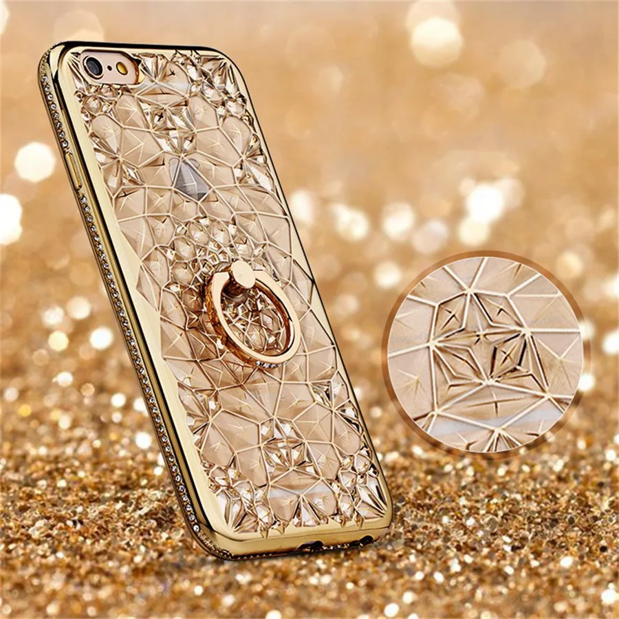 Роскошный 3D Мягкий силиконовый чехол с кольцом для телефона iPhone 11 Pro X XS Max XR