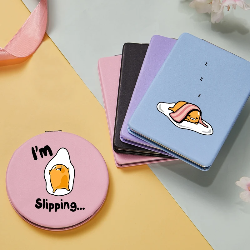 Cartoon Egg Pattern Mini Double Makeup Mirror Portable Folding Small