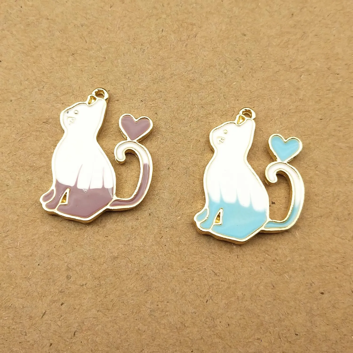 

10pcs 20x25mm enamel cat charm for jewelry making and crafting earring pendant necklace and bracelet charm