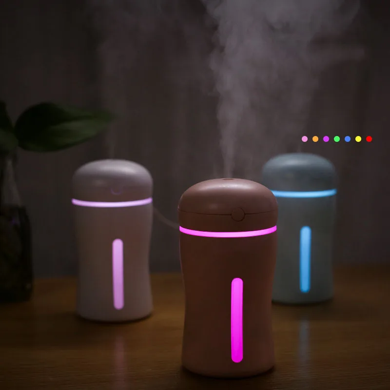 Мини USB вентилятор USB мини увлажнитель воздуха с светодиодный светильник в ночное время увлажнитель воздуха в виде сердца холодный туман освежитель воздуха Ароматический диффузор