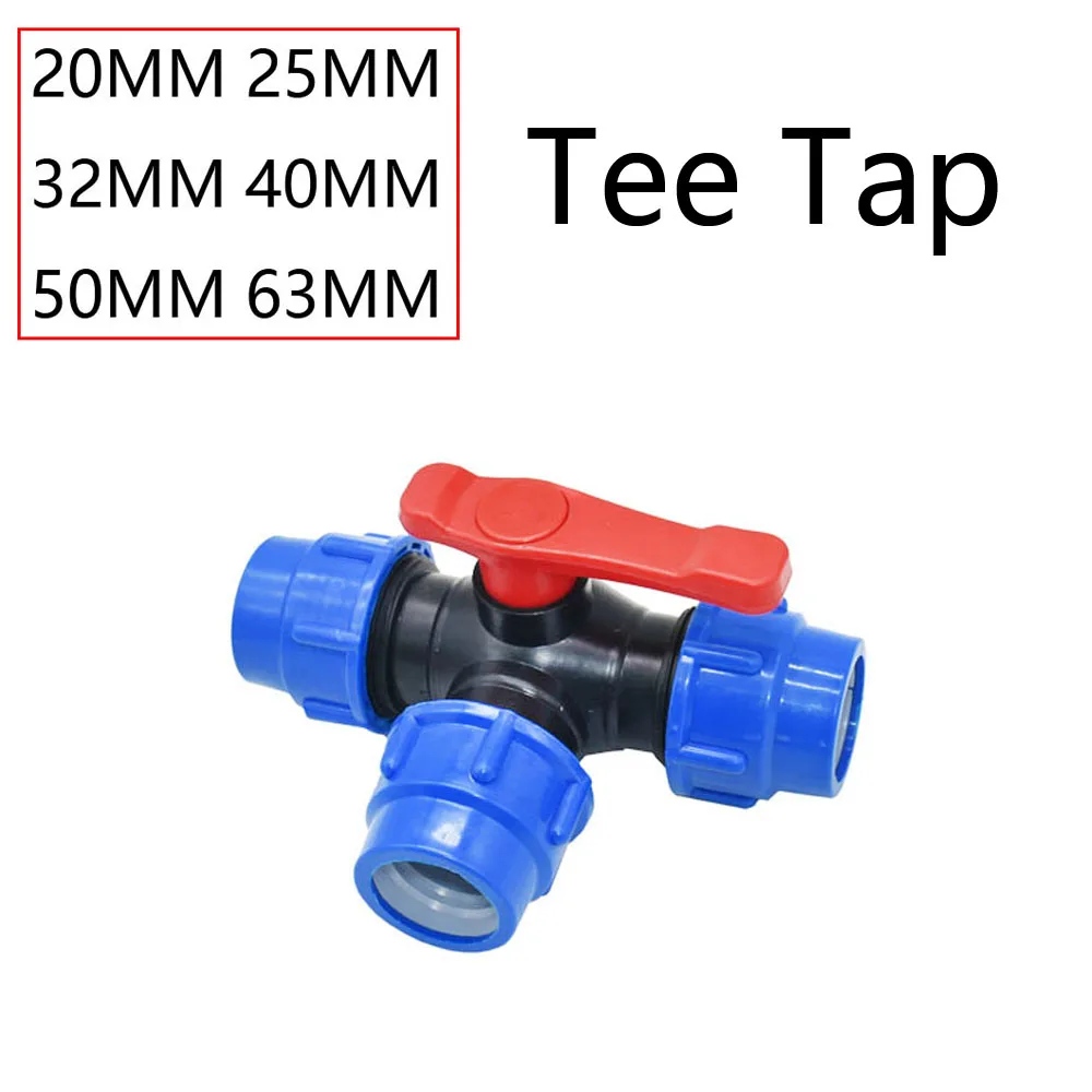 Pipe Connector 20/25/32/40/50/63mm PVC PE Tube Tap Water Splitter Plastic Quick Valve Garden Farm Irrigation