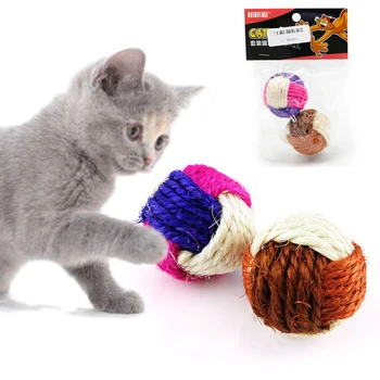 

2pcs/pack Cat Toy Pet Sisal Ball Toy Funny Interactive Cat Puppy Kitten Toys For Cats Playing Chewing Cat Products Pet Supplies