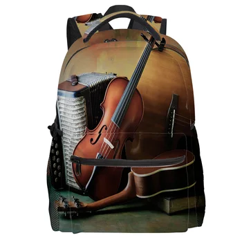

Artistic Violin Backpack College Students Wear Resistance Laptop Backpack Book Bag Casual Sports Bags School Bag