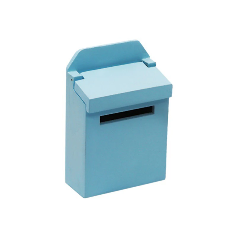 Sky blue MagiDeal 1 шт 1/12 масштаб деревянный почтовый ящик с наклейкой кукольный домик Миниатюрный для сказочных садовых дверей Декор Детская мебель игрушки 5 цветов - Цвет: Sky blue