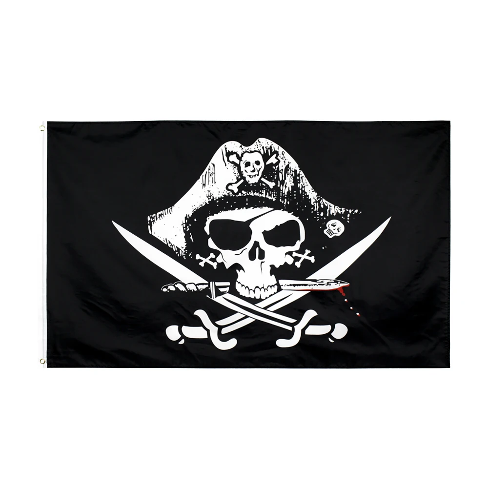 Skull Crossed Swords Flag - Reflective Sticker at Sticker Shoppe