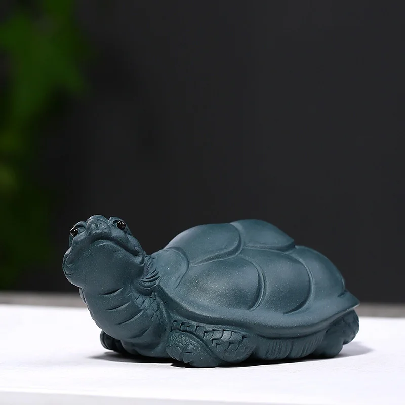 

PINNY Purple Clay Longevity Turtle Tea Pet Handmade Sculpture Decoration Mascot Home Decoration Accessories Tabletop Handcrafts