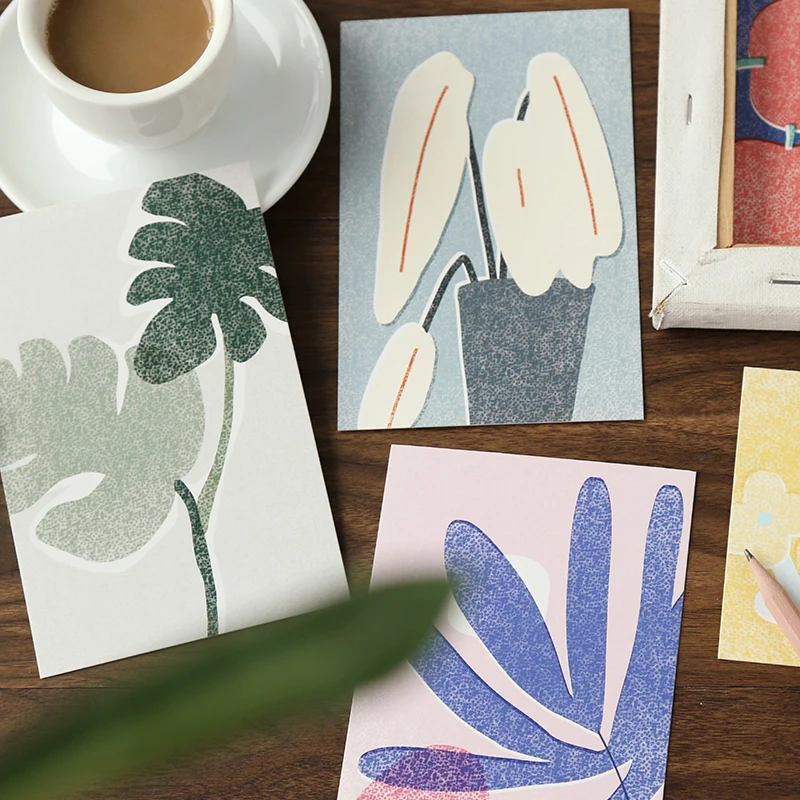 귀여운 꽃 시리즈 엽서, DIY 손으로 그린 식물 인사 카드, 메시지 카드, 저널 장식, 30 개/세트