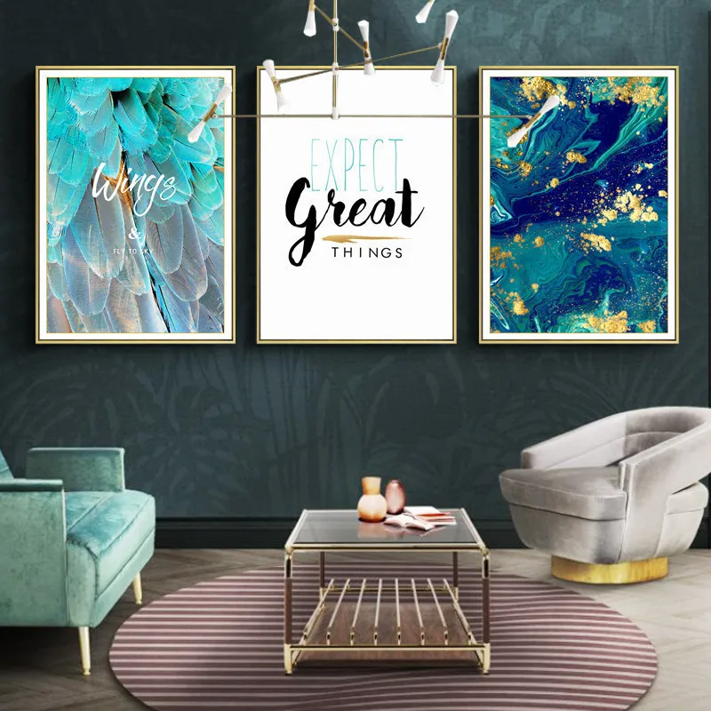 

Watercolor abstract Green Gold foil Canvas Art Paintings For Living Room Bedroom Porch Posters And Prints Wall Poster Decor