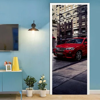 

3D creative red car door stickers wall stickers self-adhesive waterproof removable