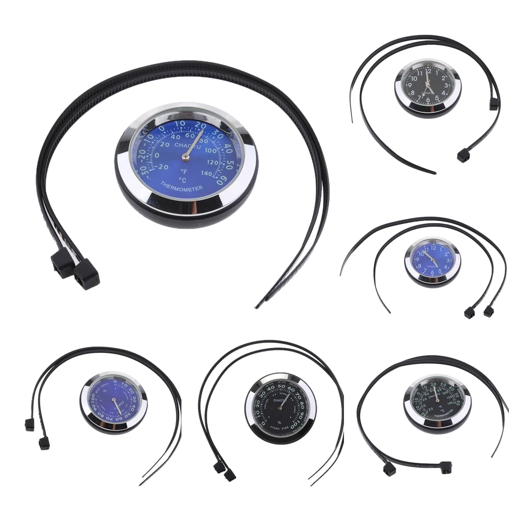 Univeral 7/8inch - 1inch Motorcycle Handlebar Mount Dial Clock Watch Thermometer Hygrometer 36mm Dia