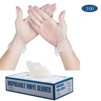 

100 PCS Transparent Disposable PVC Gloves Dishwashing/Kitchen/Latex/Rubber/Garden Gloves Universal For Home Cleaning