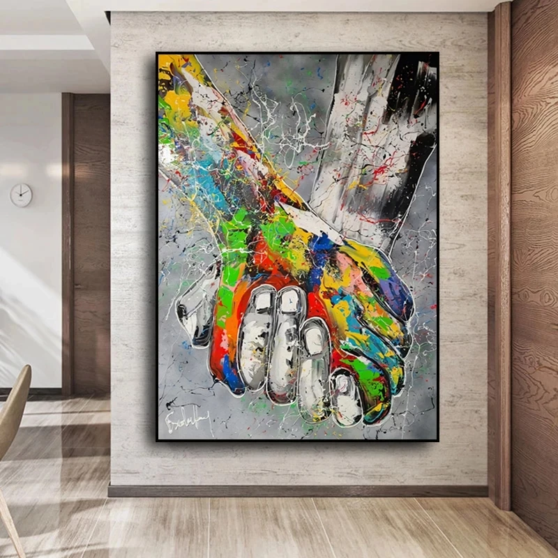

Graffiti Art Lover Hand In Hand Canvas Painting on The Wall Art Posters Prints Wall Pictures for Living Room Home Cuadros Decor