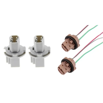 

2Pcs Brake Tail Lamp Rear Light Socket Holder for Honda Accord Civic Odyssey & 2 Pcs 7443 Bulb Socket Female Adapter