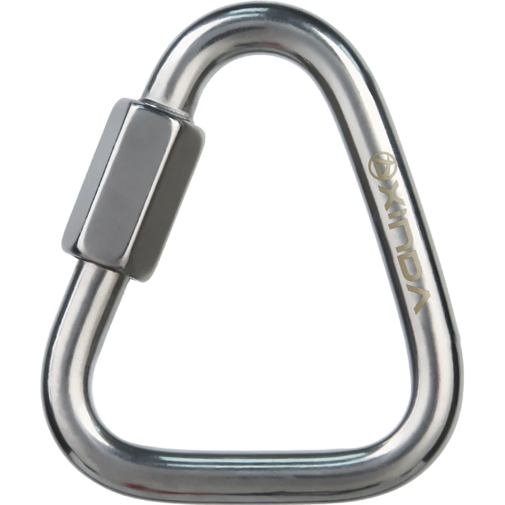 Stainless Steel Climbing Lock Carabiner Screw Triangle Connecting Ring Clip Safe 