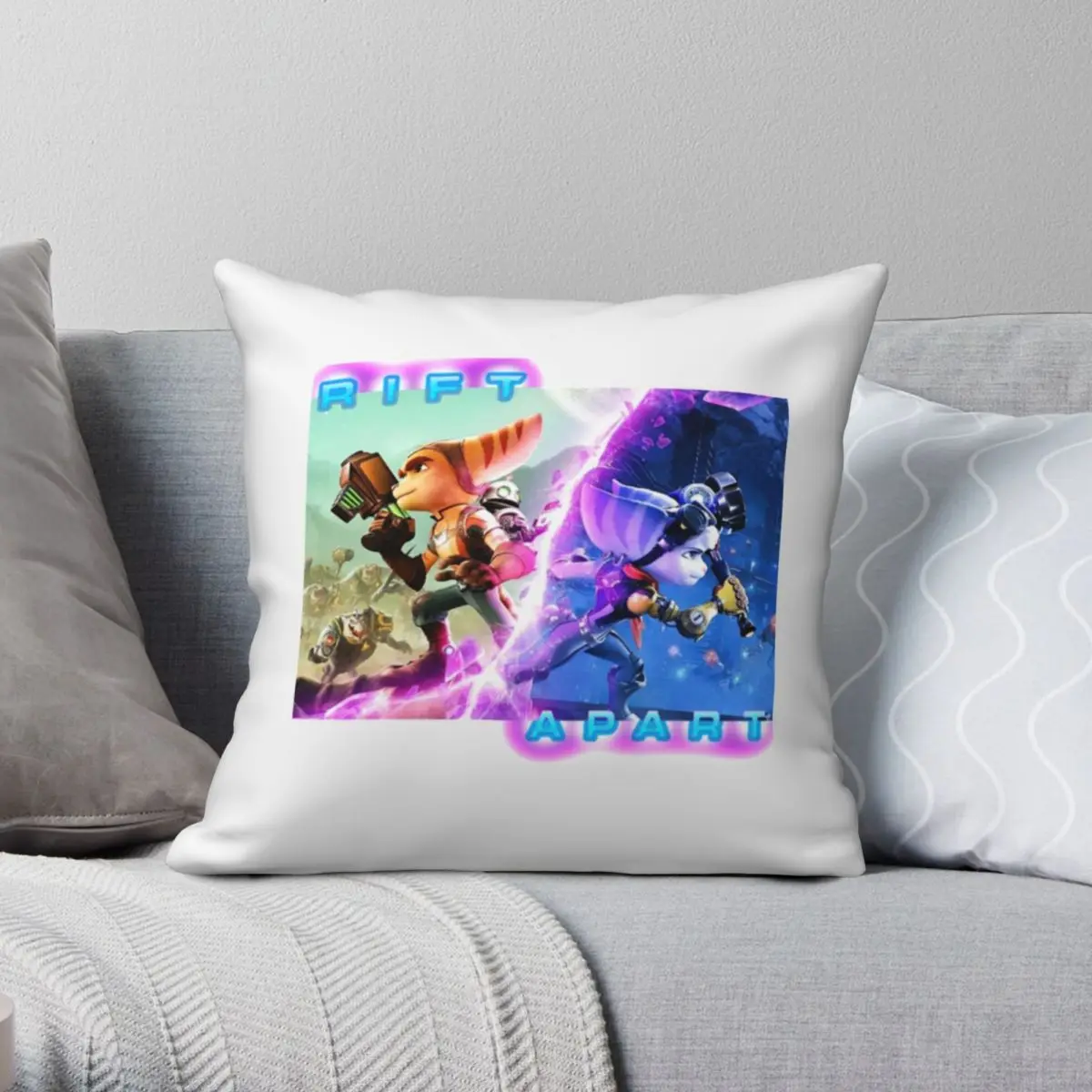 Ratchet Clank Square Federa Poliestere Lino Velluto Stampato Zip Decor Divano Seater Fodera Per Cuscino