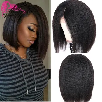 

Beauty Forever Kinky Straight 13x4 Lace Front Human Hair Wigs For Women 130 Density Brazilian Short Bob Wig Remy Human Hair Wig
