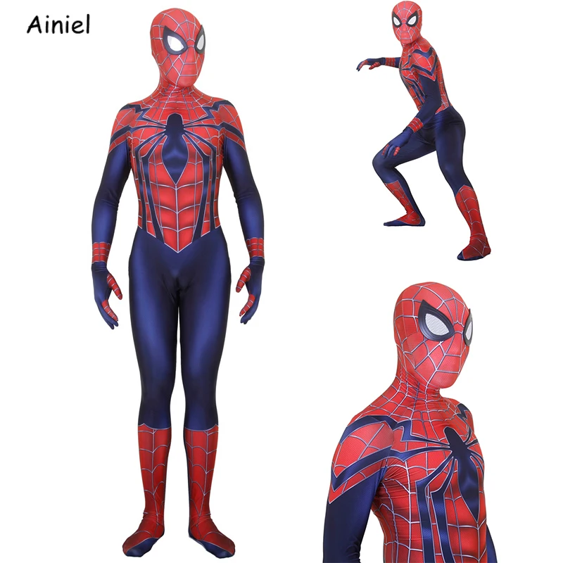 Человек-паук, превосходный мужской костюм для косплея, лайкра, зентай, костюм Спайдермен, комбинезоны, супергерои, Хэллоуин, для мужчин и детей