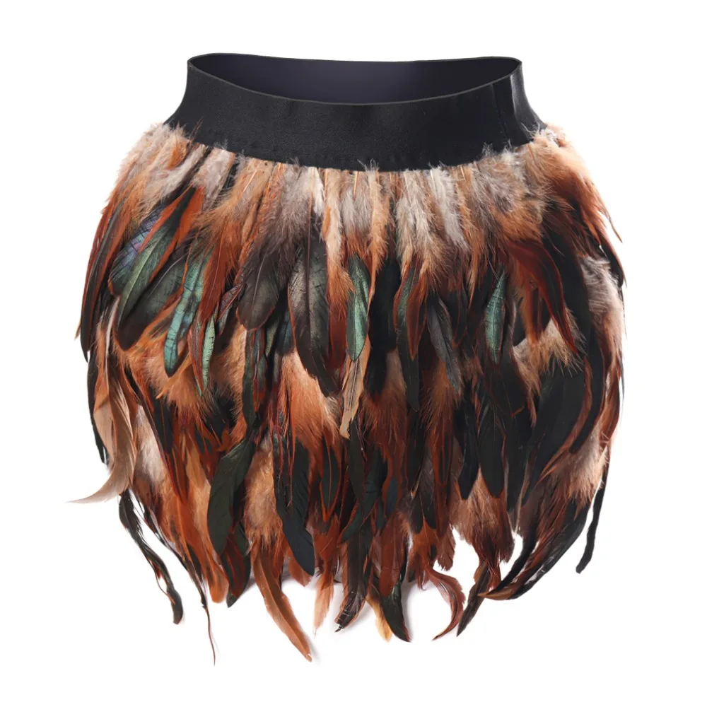 Multi-layer Feather Skirt Waist Belt Art Cosplay Sexy Dance Rave Body Bondage Garter Plus Size Elastic Harness Dress Halloween