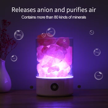 

USB Himalayan Crystal Rock Salt Lamp Night Light LED Air Purifier Bedside creative gift decor lamp