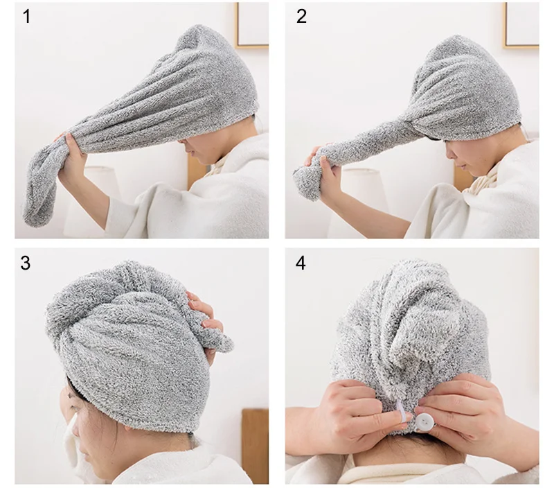 Eco-friendly Super Absorbent Hair Towel Soft Bath Head Turban Wrap Quick Dry Shower Hair Towels Hat For Drying Hair Women Girls