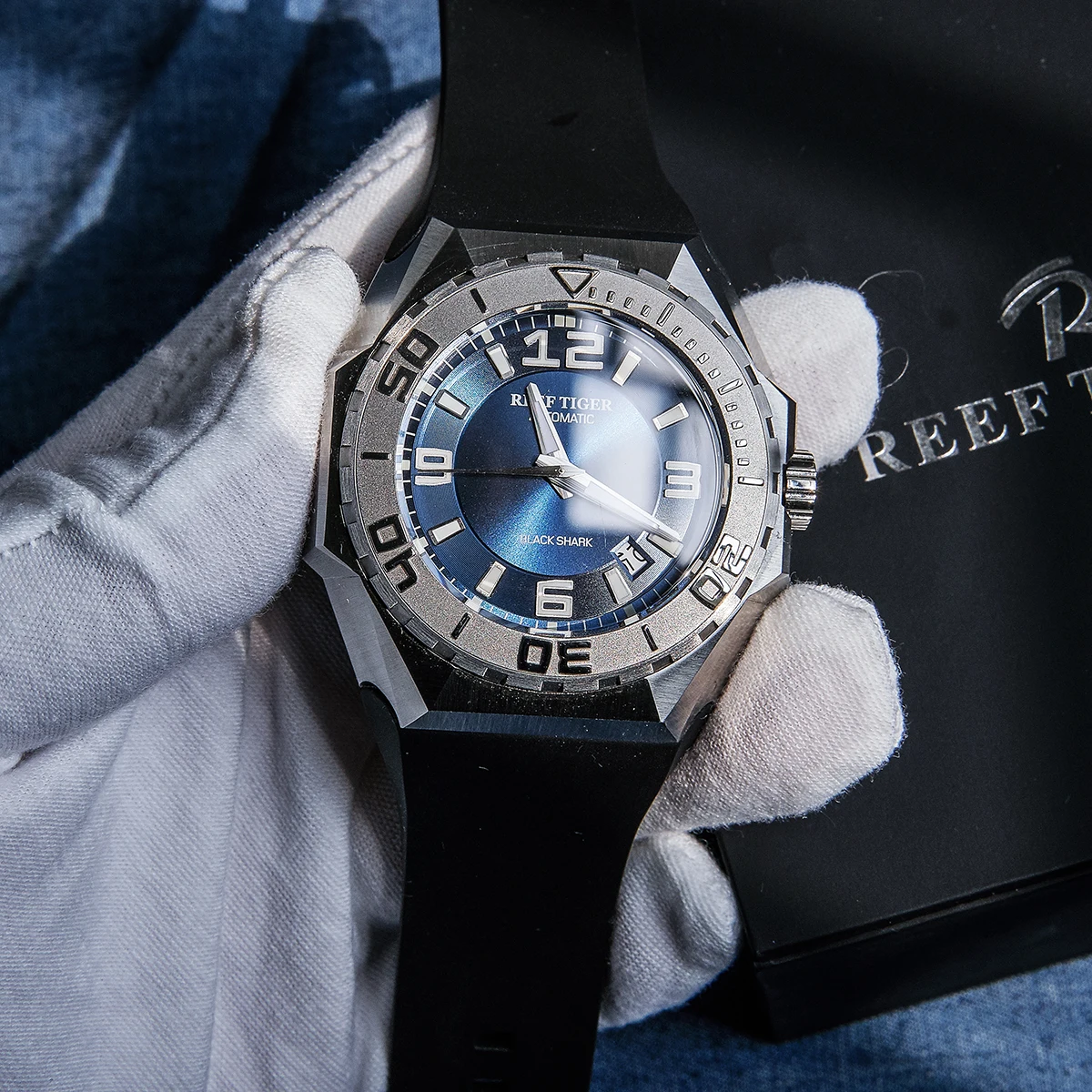 Reef Tiger/RT Топ бренд мужские спортивные часы стальной чехол автоматические