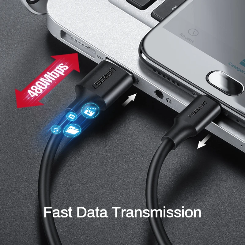 UGREEN Micro USB Type C кабель с функцией быстрой зарядный 3A для передачи данных Samsung S7 S6