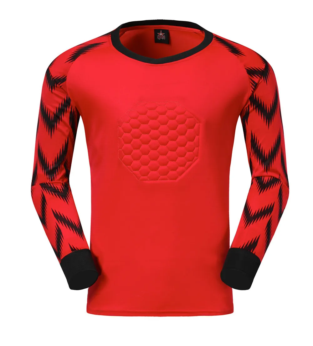 Мужские детские футбольные Вратарские наборы, тренировочные штаны, футбольные регби, трикотажные изделия, форма, наколенник, защита груди, на заказ, с принтом - Цвет: ZP211 RED