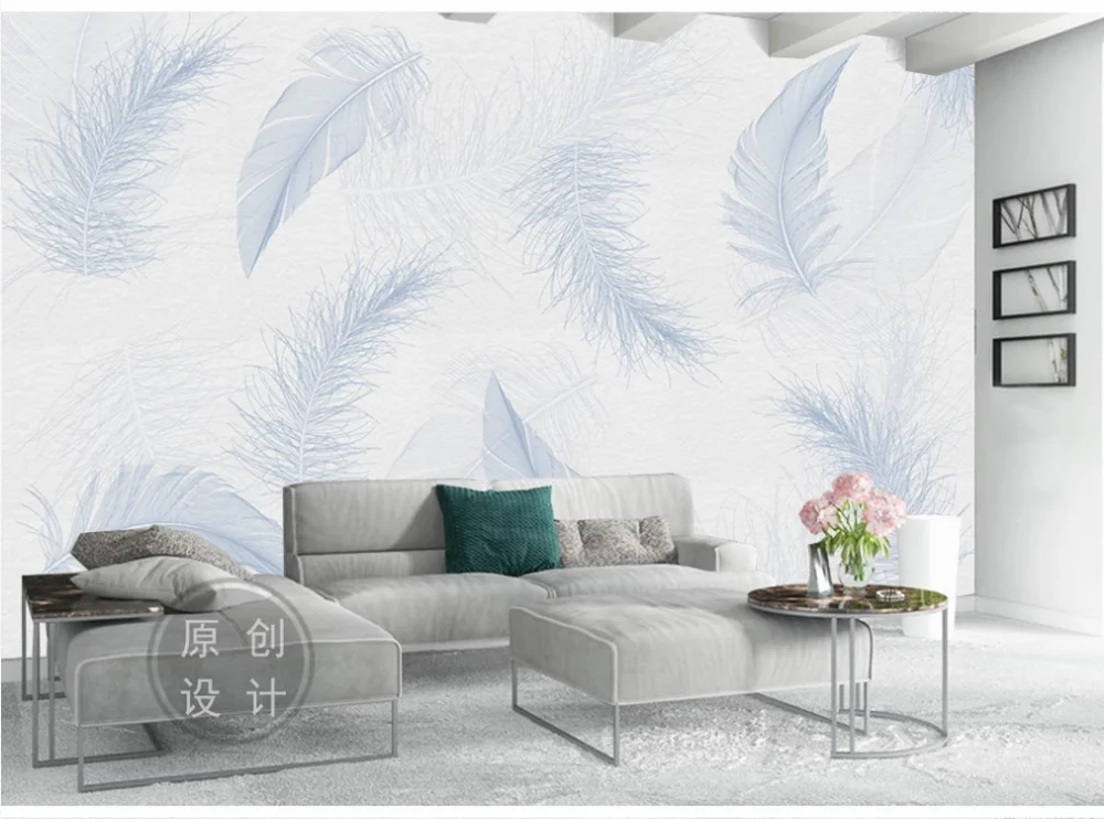 

Nordic simple feather TV background wall-professional custom wallpaper