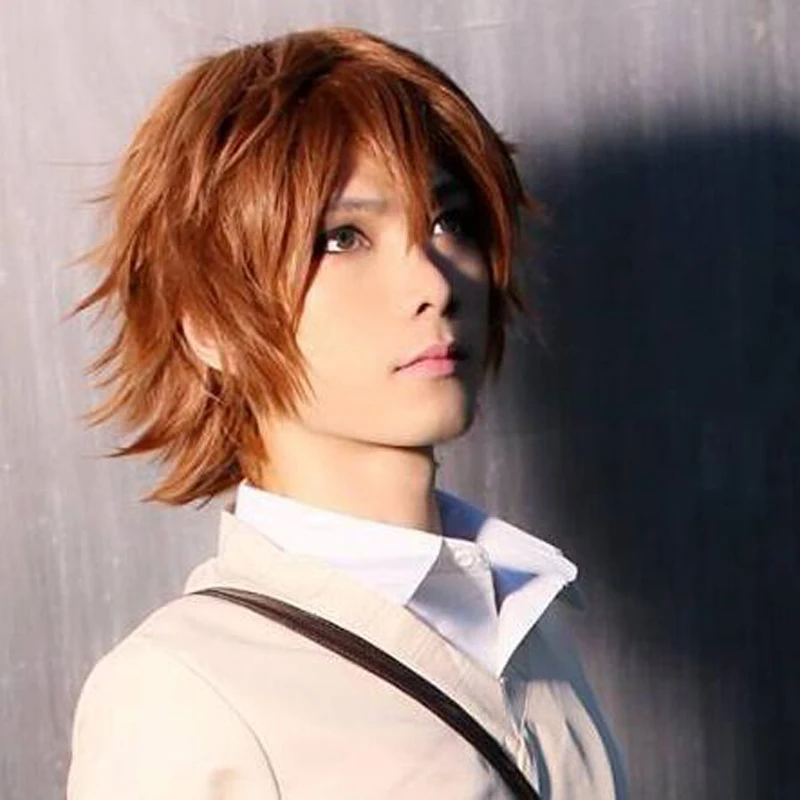 Katekyo Hitman Reborn Sawada Tsunayoshi Short Brown Cosplay Wig + Cap | Тематическая одежда и униформа