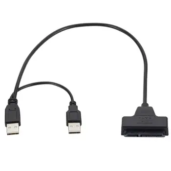 

USB 2.0 SATA 7+15Pin to USB 2.0 Adapter Cable For 2.5 HDD Laptop Hard Disk Drive Extension Cable For PC / Laptop Black