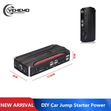 Vehemo со светодиодный светильник 4USB многофункциональный DIY Автомобильный стартовый набор для прыжков автомобильный комплект питания для автомобиля power Bank стартовый набор для прыжков премиум класса