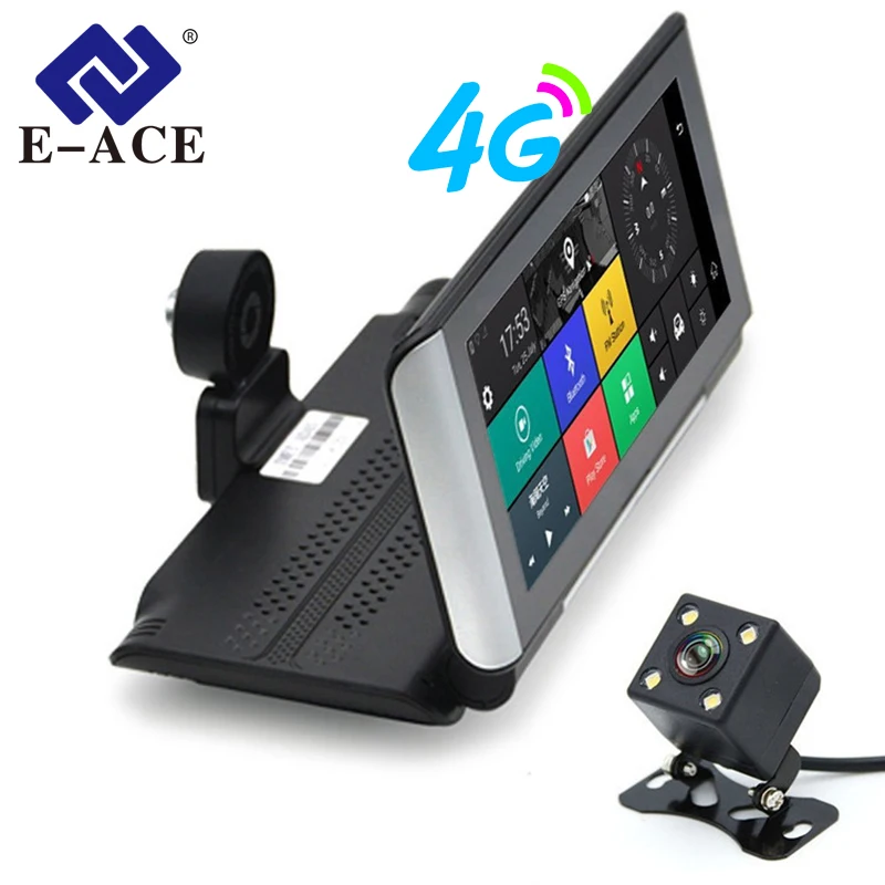 E-ACE Автомобильный видеорегистратор 4G gps навигатор Android 7,0 дюймов регистратор FHD 1080P видео регистратор Wifi Bluetooth ADAS авто видеорегистратор