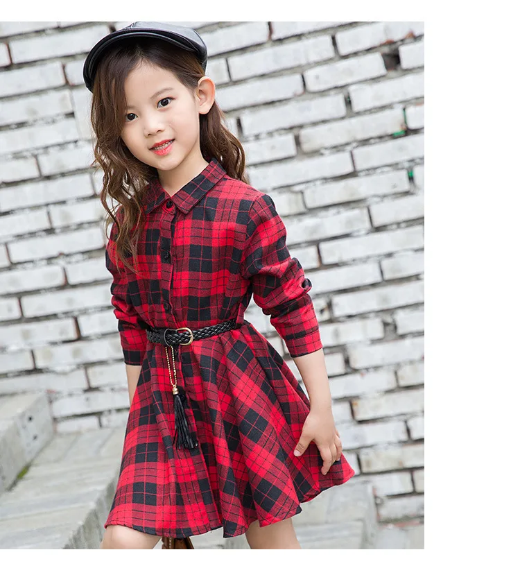 Vestidos casuales para niñas adolescentes, ropa a cuadros con letras a la moda para niños, ropa de manga larga, vestido para niños de primavera y otoño para niñas de 3 a 13 años (10)