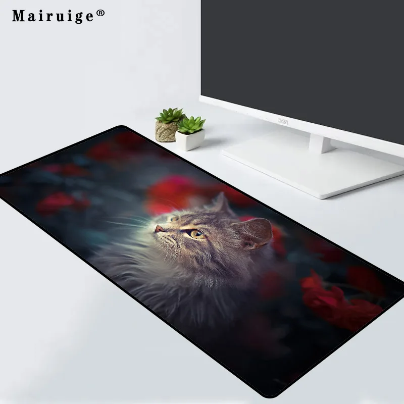 

Mairuige Animal Cat Pattern Mousepad Exquisite Black Seam Large Mouse Pad Computer Notebook Office Non-slip Gaming Accessories
