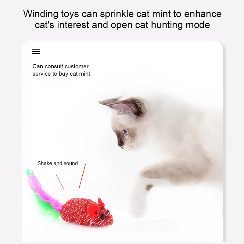 2021 New Cat Tosses Toy Hollow Tube Winding Cute Mouse Shape Home Anti-depression Rope Winding Chirping Mouse Toy Pet Supplies
