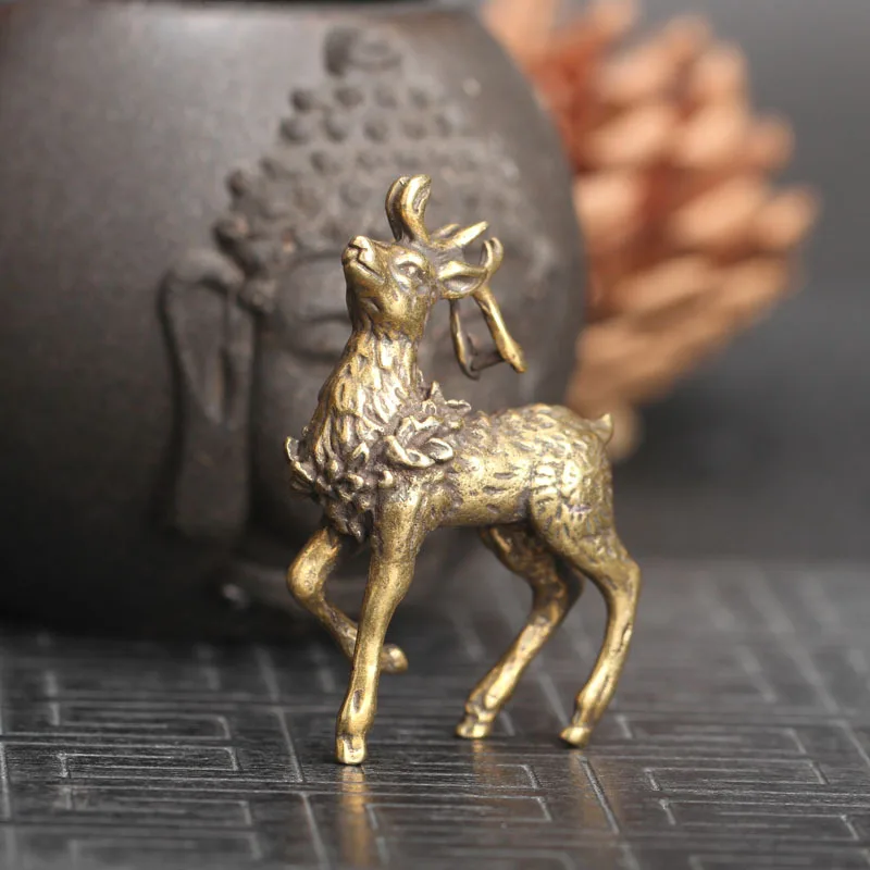 ヴィンテージスタイルの銅の動物の装飾,1ペア,真ちゅう製,鹿の置物