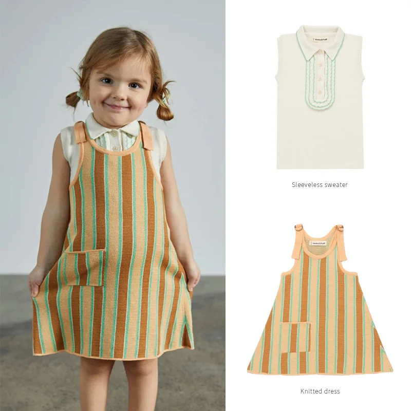 

Ins hot Baby Striped Dress Girls Blouse Knit Dresses Vestidos 2020 Princess Girls Dresses Tutu Dress Shirts Tops Vintage Dress