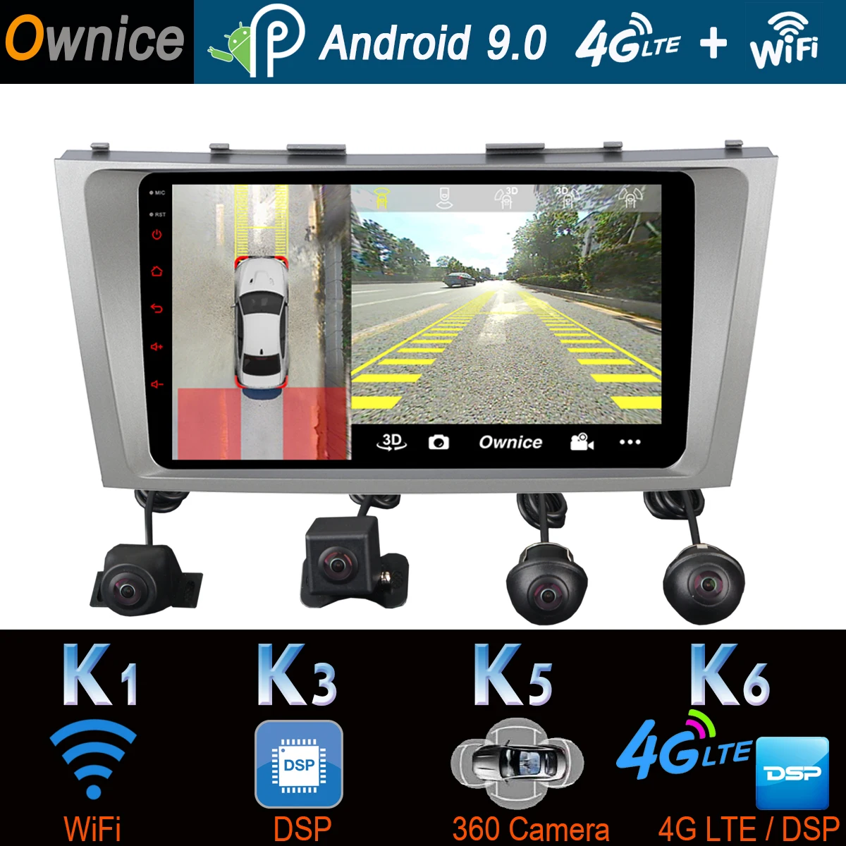 

360° Panoramic Android 9.0 4G+64G GPS Navigation Radio CarPlay SPDIF DSP Car Multimedia Player for Toyota Camry 2006-2011/2013